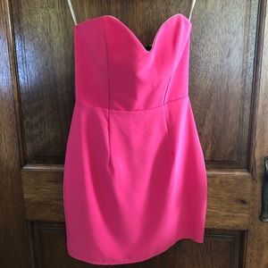 NBD xNaven the twins hot pink strapless mini dress